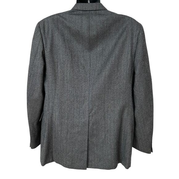Vintage Jos A Bank Clothiers Blazer Navy Blue Gray Herringbone Striped Jacket 40 - Picture 2 of 10